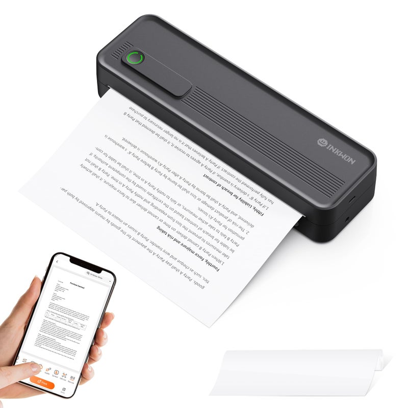 InkWon A41 Bluetooth Thermal Printer, Portable Inkless Printer for Travel Supports 8.5 x 11 Inch Paper, Small Mobile Printing Device Ideal for Office, School, Home - Image 1