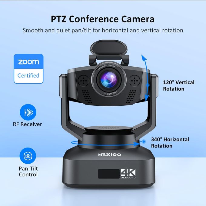 NEXIGO Zoom Certified, N990 (Gen 2) 4K Ptz Webcam, Video Conference Camera System With 5X Digital Zoom, Sony_Starvis Sensor, Position Preset, Dual Stereo Mics, 3.5Mm Audio Jacks For External Mics - Image 5