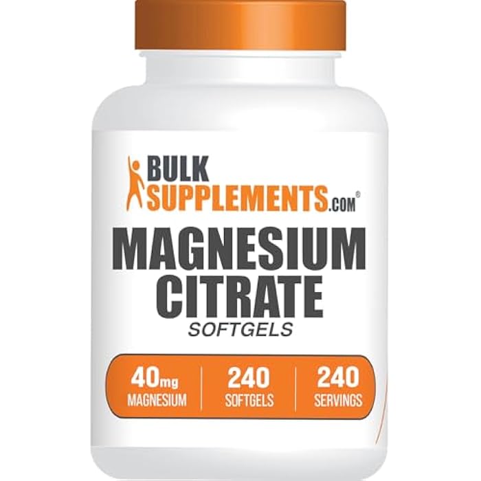 BulkSupplements.com Magnesium Citrate Softgels - Magnesium Supplement - 40mg Magnesium, Gluten Free, 1 Softgel per Serving, 240 Count (Pack of 1) - Image 1