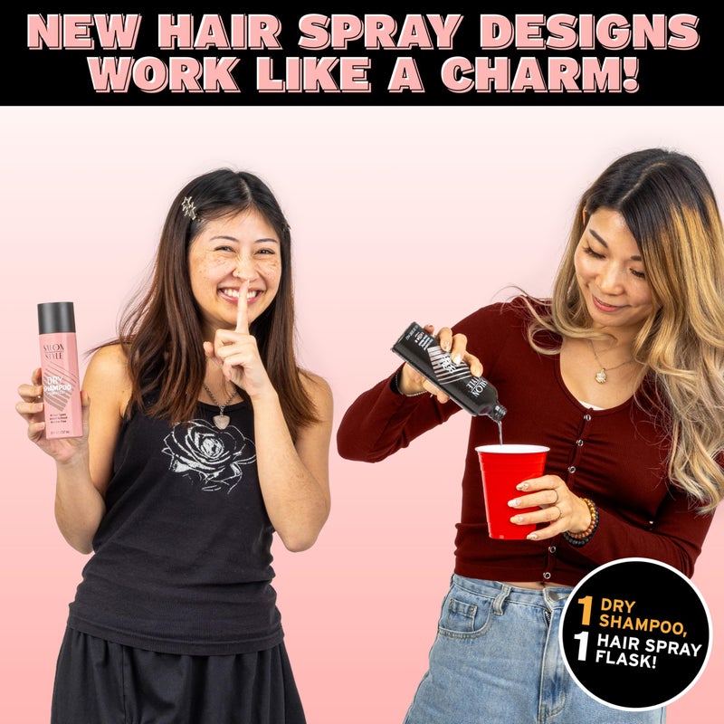 GoPong Hair Spray Flask 2 Pack (16 oz Total) - Hidden Alcohol Travel Flasks for Women - Secret Liquor Containers for Nightclubs, Festivals, Cruises, and Sports Events â€“ Includes Funnel & Spout - Image 2