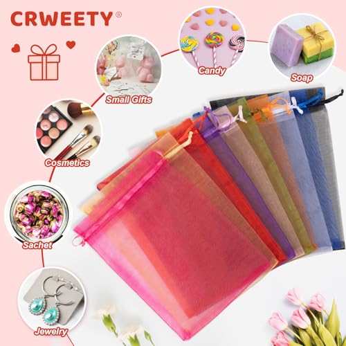Crweety 50 Pcs Red Organza Bags 4x6 In, Small Mesh Gift Bags with Drawstring, Sheer Gift Pouch for Jewelry Candy Sachet Wedding Party Favor, Bridal Shower, Christmas Decor & Mothers Day Gifts - Image 5