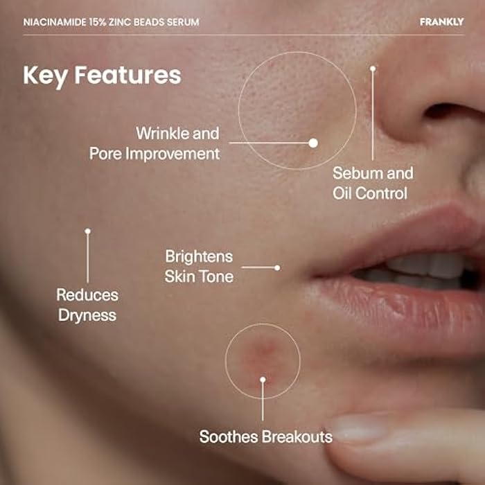 FRANKLY Niacinamide 15% + Zinc Bead Serum | High Dose Yet Gentle Skin Repair | Acne, Pore & Redness Control | Bead-to-Skin Delivery System for Fresh Niacinamide | Vegan Korean Skincare | 1.01 fl.oz - Image 4