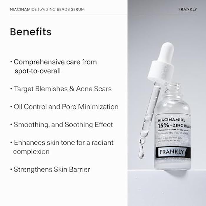 FRANKLY Niacinamide 15% + Zinc Bead Serum | High Dose Yet Gentle Skin Repair | Acne, Pore & Redness Control | Bead-to-Skin Delivery System for Fresh Niacinamide | Vegan Korean Skincare | 1.01 fl.oz - Image 5