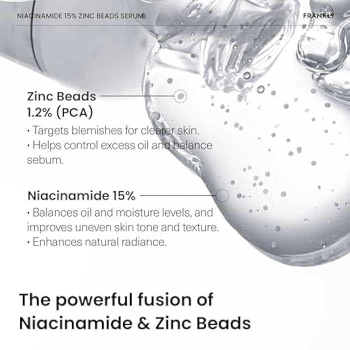 FRANKLY Niacinamide 15% + Zinc Bead Serum | High Dose Yet Gentle Skin Repair | Acne, Pore & Redness Control | Bead-to-Skin Delivery System for Fresh Niacinamide | Vegan Korean Skincare | 1.01 fl.oz - Image 3