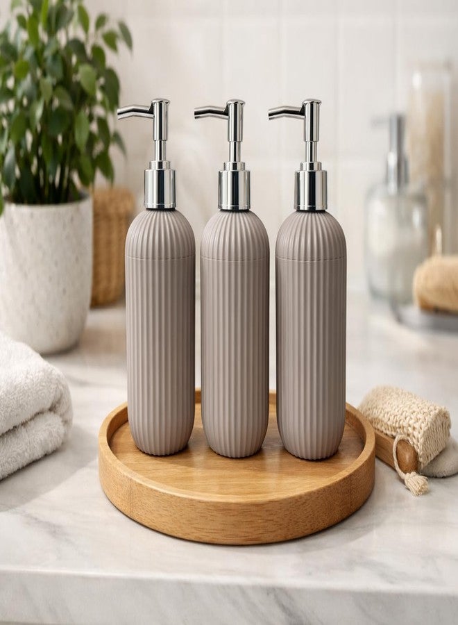 LAGET® Refillable Soap Dispenser Pump Bottle for Bathroom Kitchen, Liquid Handwash, Lotion, Shampoo & Dishwash, Ribbed Bathroom Accessories for Wash Basin (300ml) (Grey) - Image 2