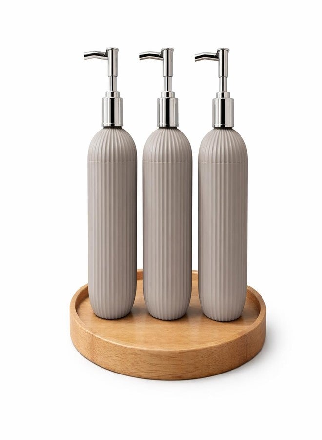 LAGET® Refillable Soap Dispenser Pump Bottle for Bathroom Kitchen, Liquid Handwash, Lotion, Shampoo & Dishwash, Ribbed Bathroom Accessories for Wash Basin (300ml) (Grey) - Image 3