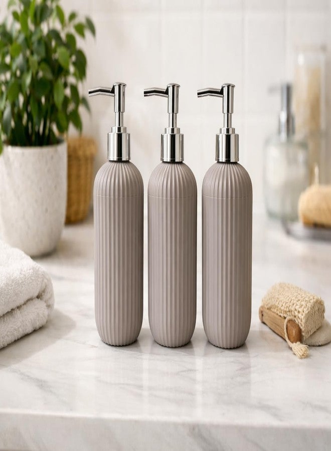 LAGET® Refillable Soap Dispenser Pump Bottle for Bathroom Kitchen, Liquid Handwash, Lotion, Shampoo & Dishwash, Ribbed Bathroom Accessories for Wash Basin (300ml) (Grey) - Image 1