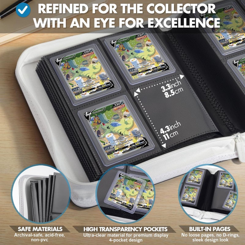 FunGuys Toploader Binder â€“ 4 Pocket Trading Card Binder for 128 Top Loaders, Pokemon Card Binder, MTG, Yugioh, Sports Cards, TCG Storage Album, Zipper Card Collector Folder - Image 4