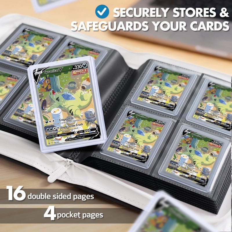 FunGuys Toploader Binder â€“ 4 Pocket Trading Card Binder for 128 Top Loaders, Pokemon Card Binder, MTG, Yugioh, Sports Cards, TCG Storage Album, Zipper Card Collector Folder - Image 3