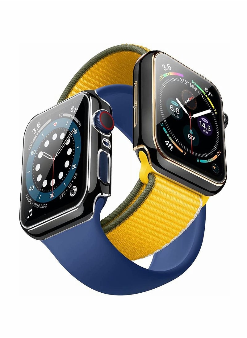 KASTWAVE - 2Pcs Case Compatible with Apple Watch 44mm 40mm , Bumper Built in Tempered Glass Screen Protector, Protective Cover for iWatch Series SE 6 5 4 Women Men - Image 1
