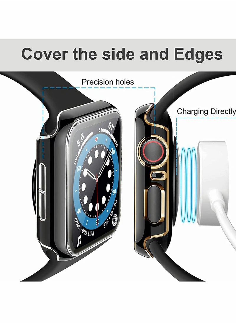 KASTWAVE - 2Pcs Case Compatible with Apple Watch 44mm 40mm , Bumper Built in Tempered Glass Screen Protector, Protective Cover for iWatch Series SE 6 5 4 Women Men - Image 1