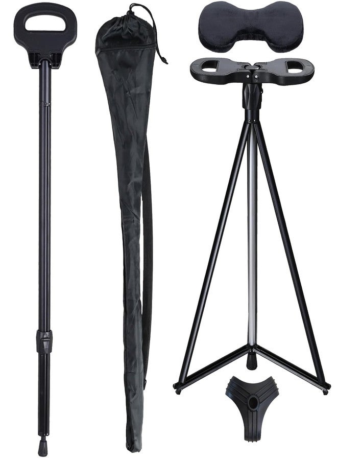 Winb Cane with Seat Foldable Chair Cane,Walking Stick Cane, Folding Walking Cane for Men & Women with Travel Bag and 2 Base Canes and Cushion for Outdoor Hiking - Image 1