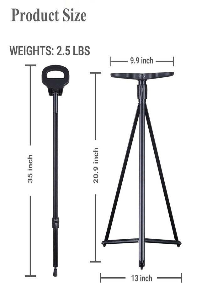 Winb Cane with Seat Foldable Chair Cane,Walking Stick Cane, Folding Walking Cane for Men & Women with Travel Bag and 2 Base Canes and Cushion for Outdoor Hiking - Image 2