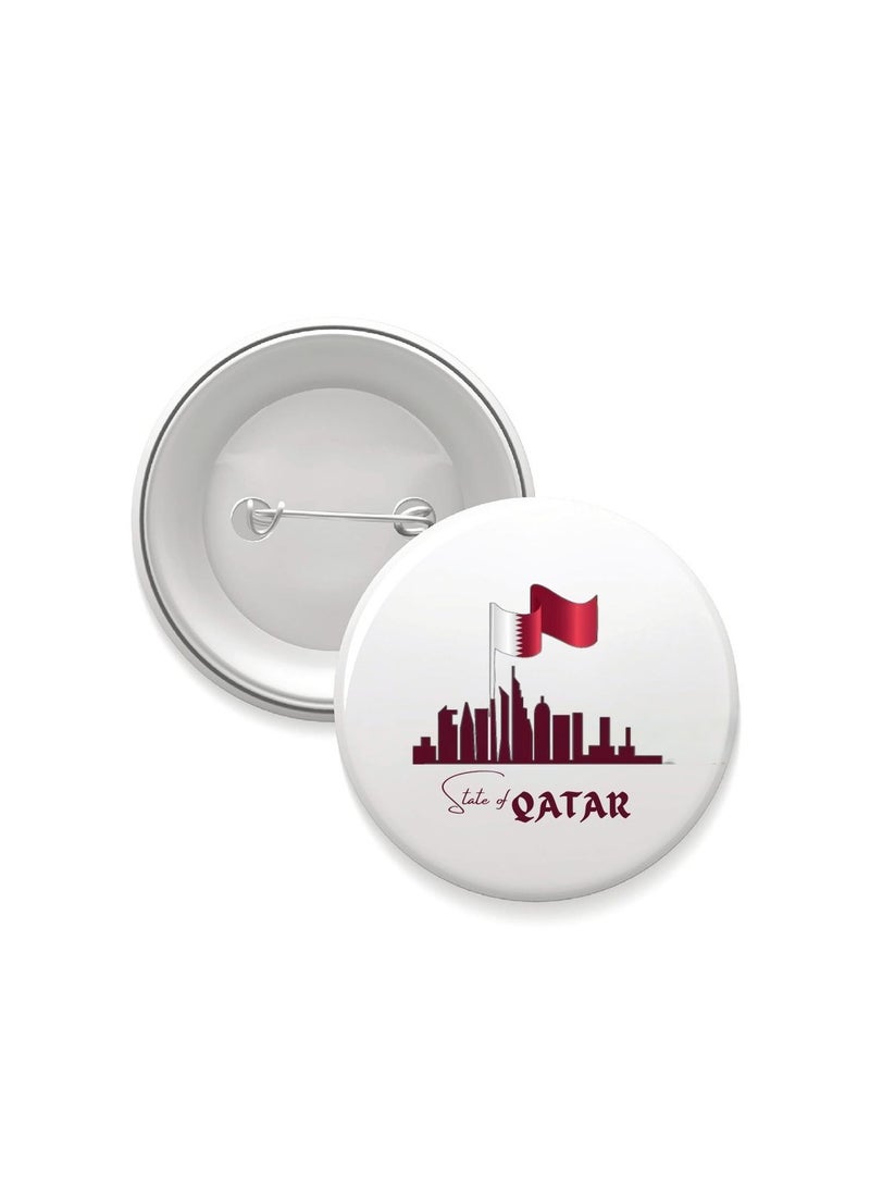 PRINTSHOP4ME Qatar Button Badge For National Day–Versatile Accessory For Backpacks,Jackets Or Hats-Round Pin-back Button Badge-Perfect For Adults And Kids - Image 1