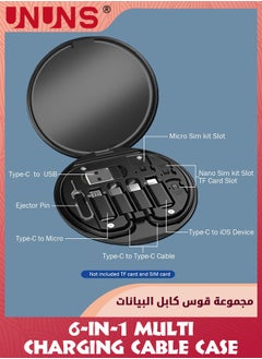 UNUNS USB C To Lightning Adapter Kit,6-in-1 Multi Charging Cable Case Convertor USB C to Type C/iOS Device/Micro Adapter, Travel Data Cable Set With Card Storage, Phone Holder, Tray Eject Pin-Black  - Image 3