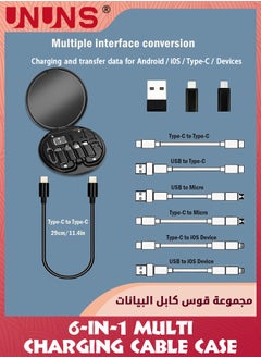 UNUNS USB C To Lightning Adapter Kit,6-in-1 Multi Charging Cable Case Convertor USB C to Type C/iOS Device/Micro Adapter, Travel Data Cable Set With Card Storage, Phone Holder, Tray Eject Pin-Black  - Image 4