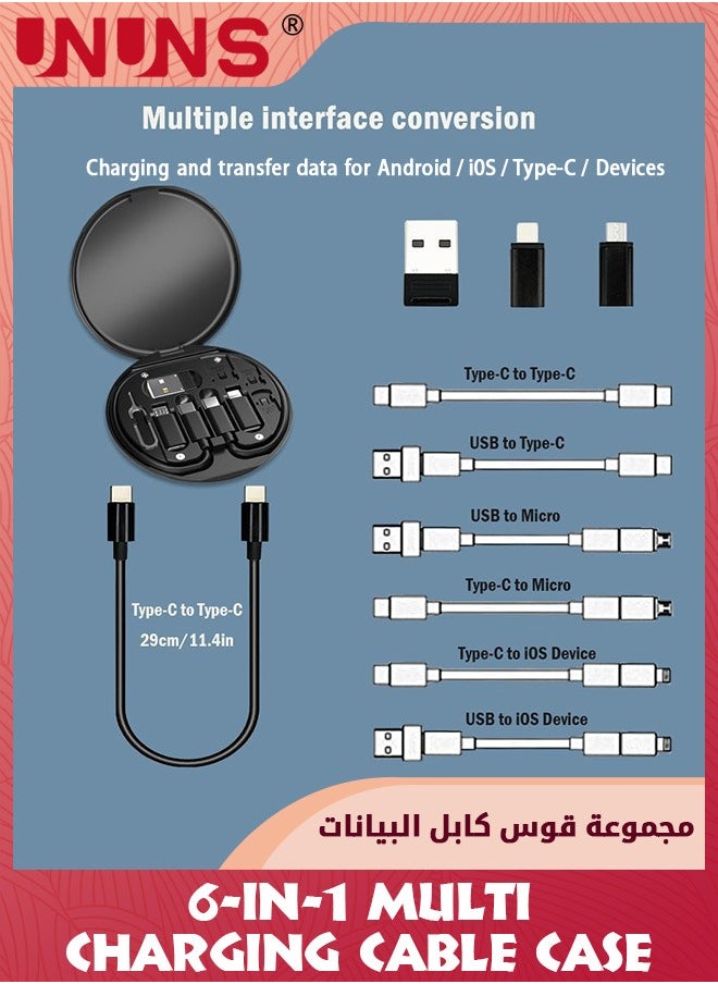 UNUNS USB C To Lightning Adapter Kit,6-in-1 Multi Charging Cable Case Convertor USB C to Type C/iOS Device/Micro Adapter, Travel Data Cable Set With Card Storage, Phone Holder, Tray Eject Pin-Black  - Image 4