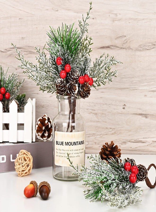 FRAMICS 12 Pieces Christmas Napkin Rings, Snowy Pine Cone Napkin Ring with Red Berry, Berry Napkin Holder Buckle for for Christmas Wedding Dinner Table Gathering Decor - Image 5
