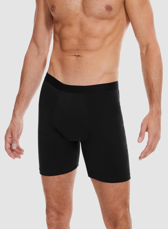 YESWEL Incontinence Underwear Long Leg For Men, 100ML Absorbent Cotton Washable Leak-Proof Reusable Boxer Brief 3 Pack (US, Alpha, Large, Regular, Regular, Black - Image 2