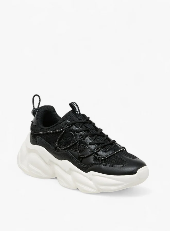 ميسي Panelled Chunky Sneakers with Lace-Up Closure