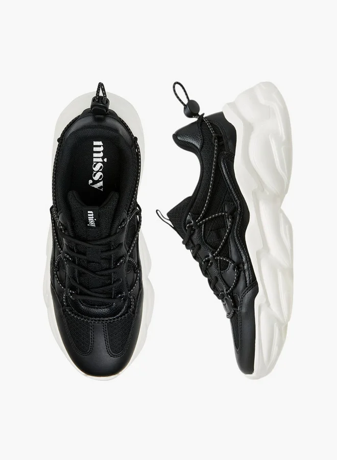 ميسي Panelled Chunky Sneakers with Lace-Up Closure