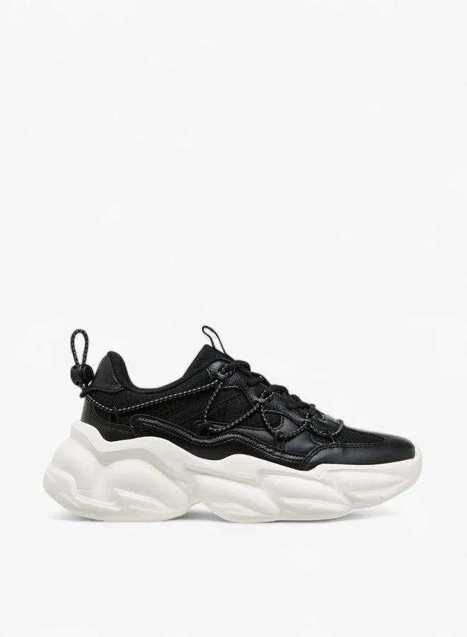 MISSY Panelled Chunky Sneakers With Lace-Up Closure