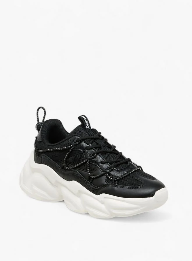 MISSY Panelled Chunky Sneakers With Lace-Up Closure
