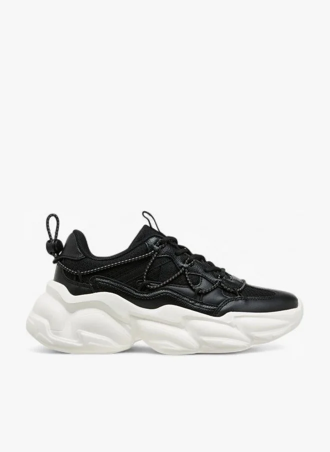 MISSY Panelled Chunky Sneakers With Lace-Up Closure