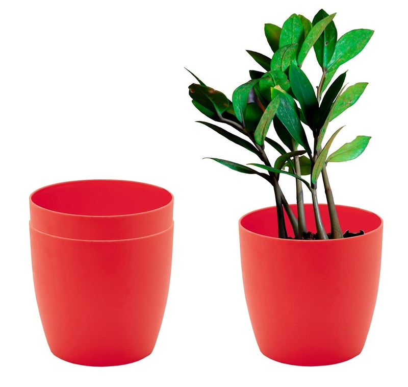 garbnoire Gardening Flower Pots - 4.4 Inch Plastic Flower Pots | Modern Decorative Indoor Outdoor Planters/Pots - Pack of (Pastel Pink, 3) - Image 1