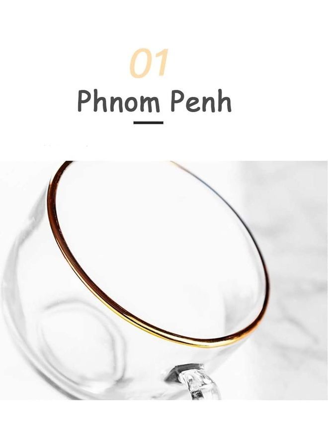 Y&D 2-Piece Phnom Penh Hammer Glass Cup with Spoon Clear/Gold 10.7 x 8.4 4.8cm - Image 3