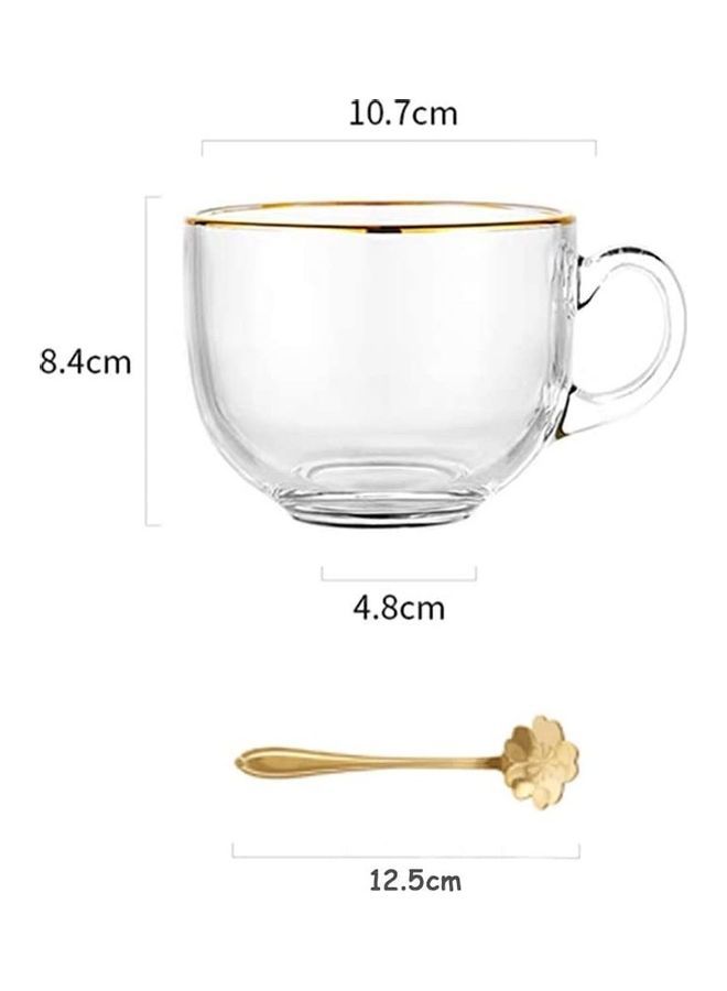 Y&D 2-Piece Phnom Penh Hammer Glass Cup with Spoon Clear/Gold 10.7 x 8.4 4.8cm - Image 2