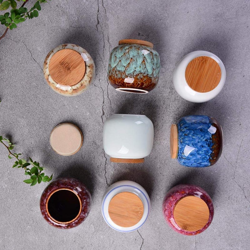 Simcat Ceramic Storage Jars, Exquisite Glaze Food Canisters for Kitchen Spice Storage,Tea Caddy Storage,Coffee Jar,Condiment Jar with Seald Lid (Light blue) - Image 2
