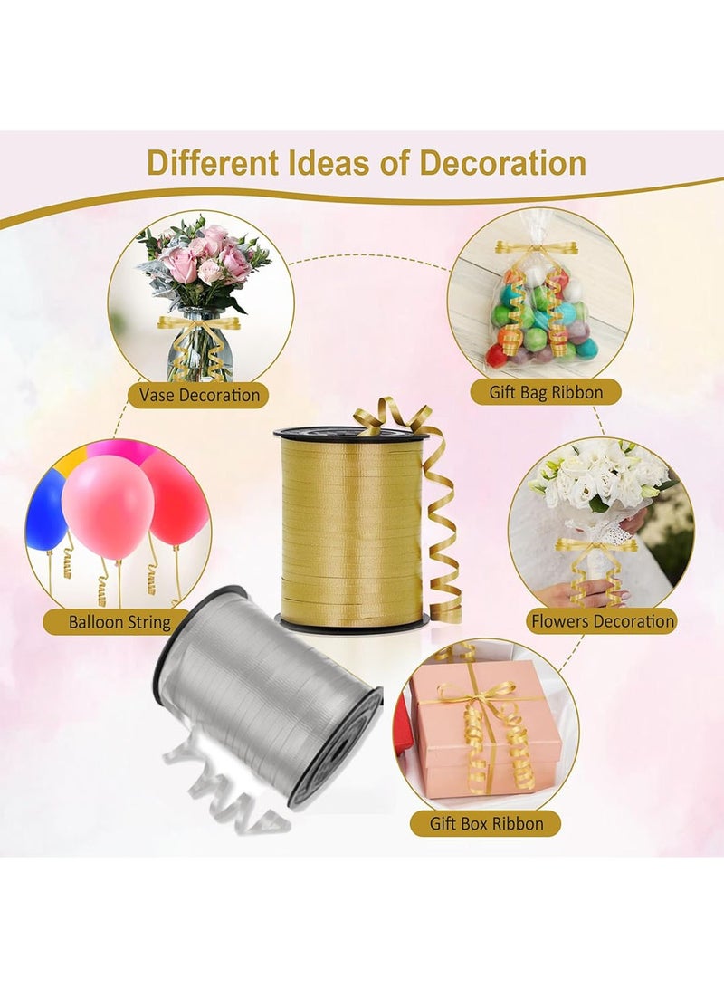 YOUGE 2 Pack Party Festival Attractive Decorative Elegant Lightweight Curling Ribbon 500 Yard, Curly Ribbon for Gift Wrapping, Balloon Ribbon, Balloon String, Thin Ribbon (Gold and Silver) - Image 4