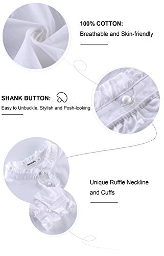 SOLOCOTE Girls White Blouse Ruffle Long Sleeve Button Down Shirts Princess Cotton Loose Soft Tops Spring and Summer, 190903 7-8 White - Image 4