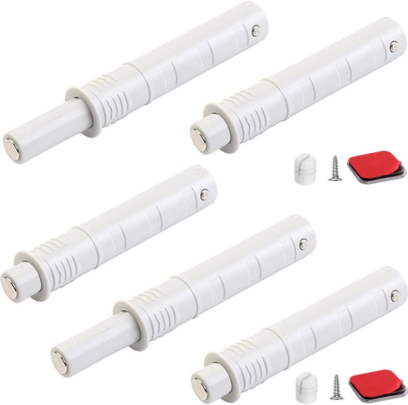 CBRIVE Store 2.87" Push to Open Cabinet Hardware 5 Pack Push Latch & Lock for Hidden Door Touch Latches and Catch Push Release Drawer Pull Tip on RV Closet Close Strong Pop Out, White - Image 1
