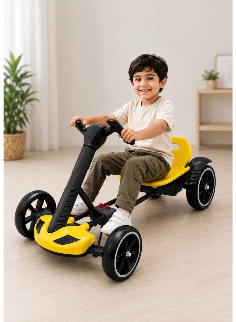 Yellow Formula Foldable Electric Scooter for Kids with Parent Remote Control, Large Capacity 5Ah Rechargeable Battery, Comfortable Seat, Stable 4-Wheel Design, 3km/h Speed, Supports up to 50kg - Image 4