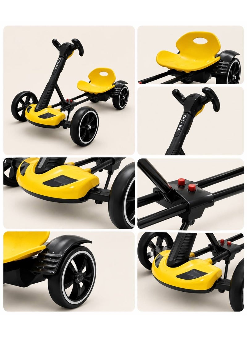 Yellow Formula Foldable Electric Scooter for Kids with Parent Remote Control, Large Capacity 5Ah Rechargeable Battery, Comfortable Seat, Stable 4-Wheel Design, 3km/h Speed, Supports up to 50kg - Image 5