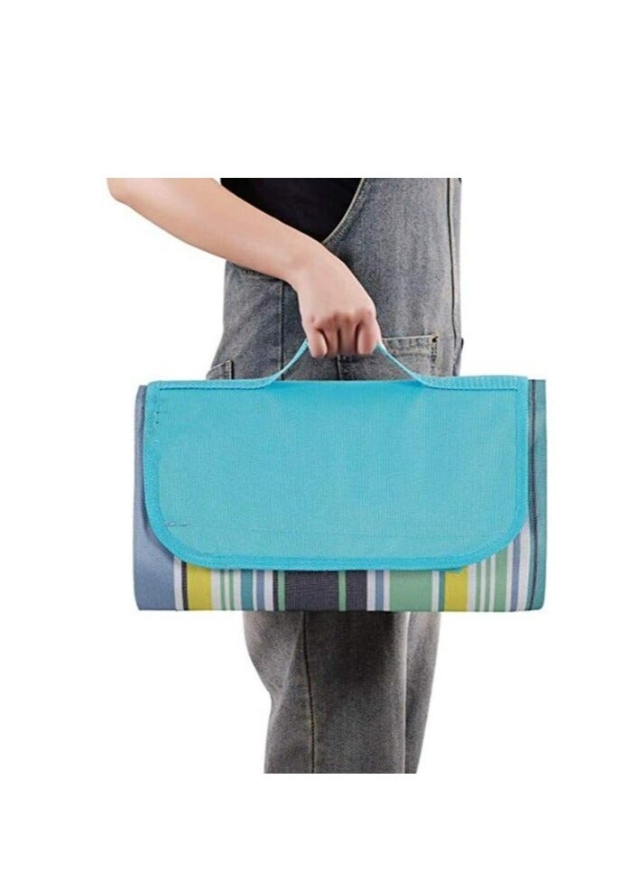 بروماس بطانية للأماكن الخارجية والنزهات كبيرة جدًا مقاومة للرمال وبساط شاطئ محمول مقاوم للماء للتخييم والتنزه سيرًا على الأقدام والمهرجانات (أزرق) - Image 1