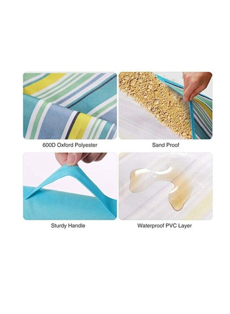 بروماس بطانية للأماكن الخارجية والنزهات كبيرة جدًا مقاومة للرمال وبساط شاطئ محمول مقاوم للماء للتخييم والتنزه سيرًا على الأقدام والمهرجانات (أزرق) - Image 2