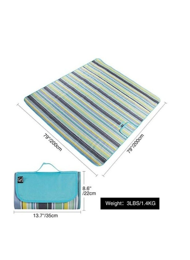 بروماس بطانية للأماكن الخارجية والنزهات كبيرة جدًا مقاومة للرمال وبساط شاطئ محمول مقاوم للماء للتخييم والتنزه سيرًا على الأقدام والمهرجانات (أزرق) - Image 3