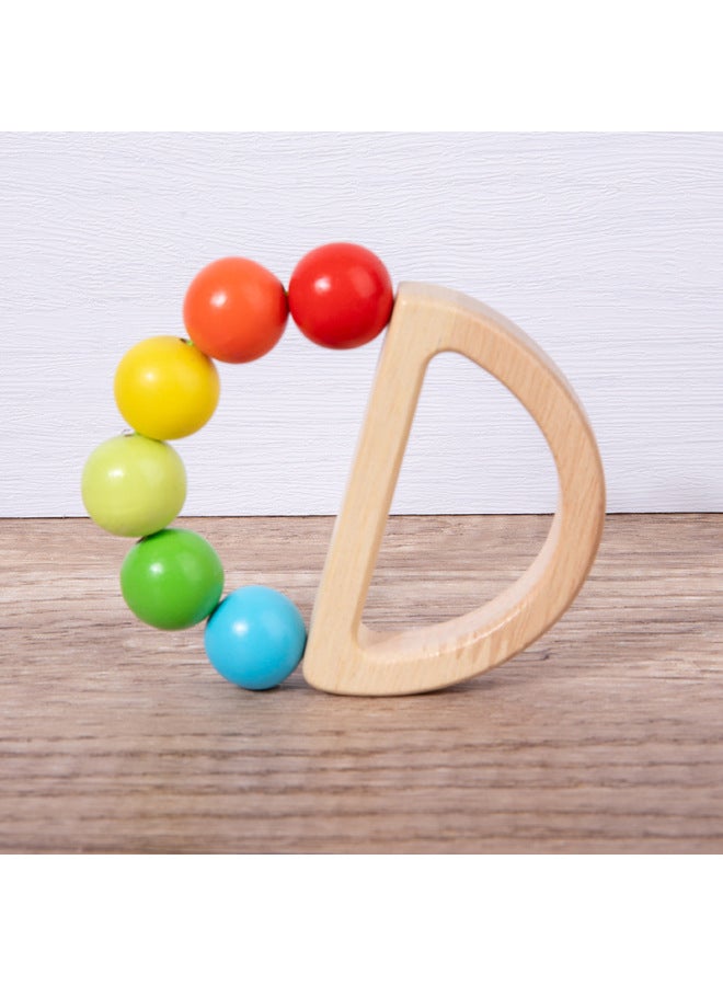 Wooden Toddler Puzzle Montessori Musical Instruments Early Education Toys Can Bite Wooden Hand Rattles To Soothe Gripping Toys Rattles-Color:1 Color - Image 1