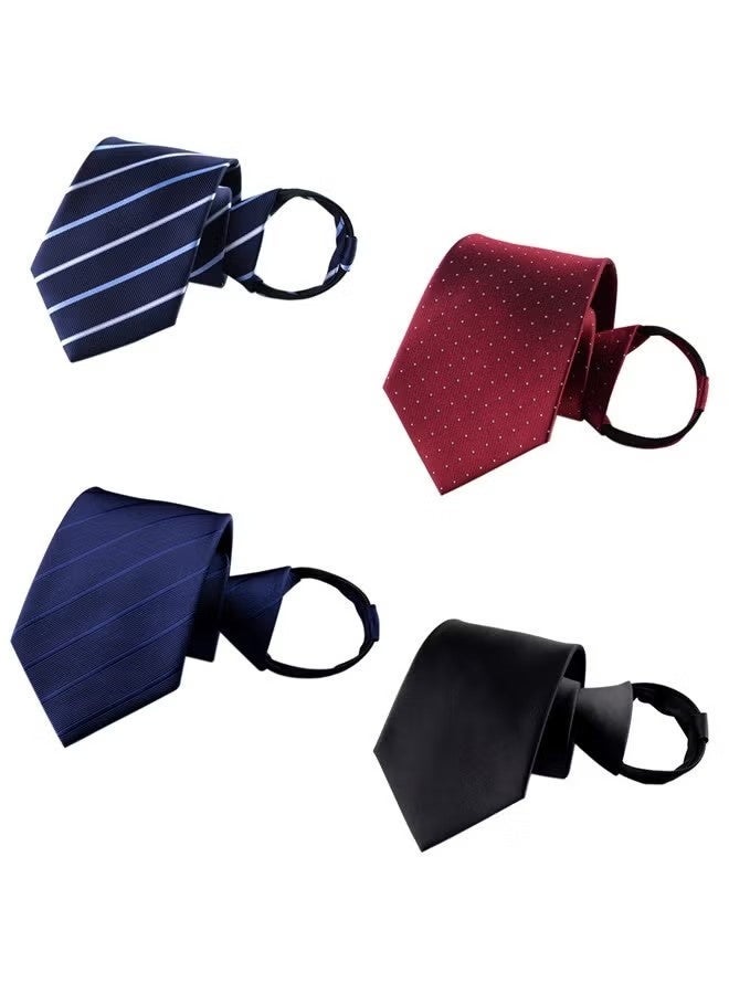 4PCS Zipper Ties Set for Men Adjustable Men's Pretied Neckties Zip on Tie for Men Zipper Skinny Necktie Clip on Slim Tie - Image 2