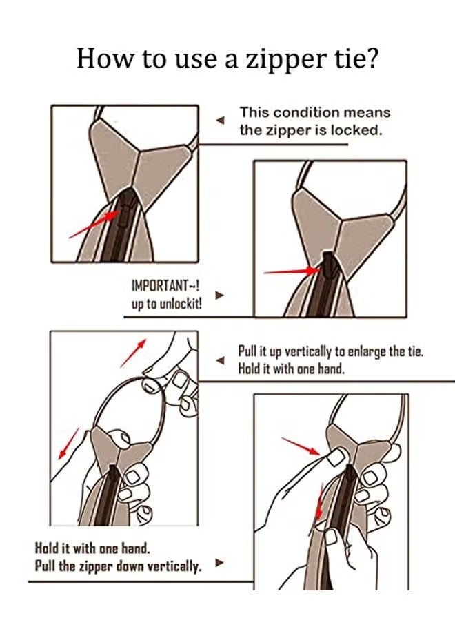 4PCS Zipper Ties Set for Men Adjustable Men's Pretied Neckties Zip on Tie for Men Zipper Skinny Necktie Clip on Slim Tie - Image 3