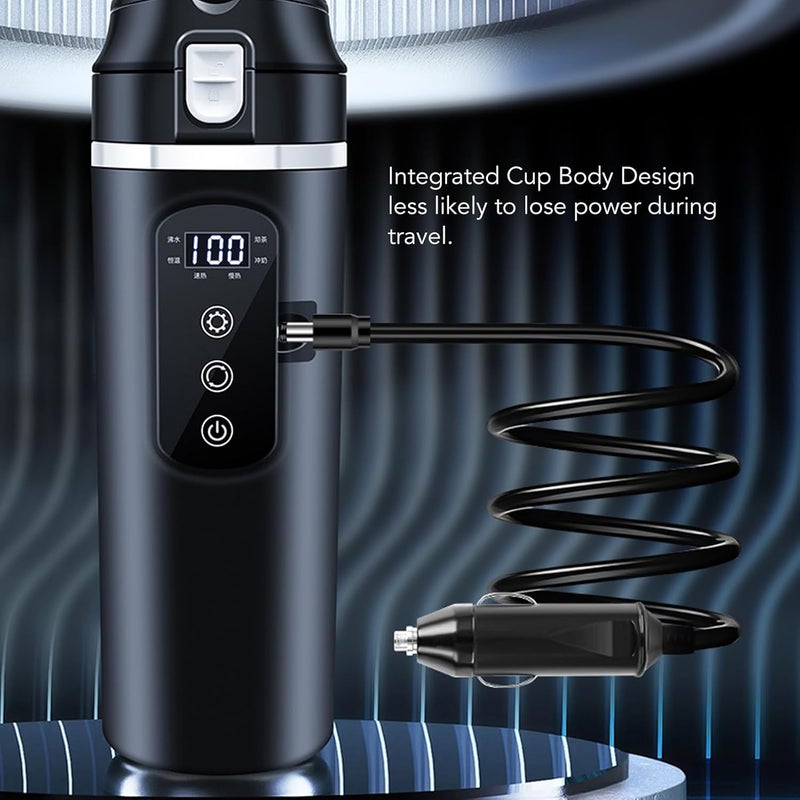 YUEHISY Portable Car Heating Cup, 500ml 4 in 1 Electric Kettle with Temperature Control, Leak Proof, Stainless Steel Car Heated Mug, Easy to Use - Image 5