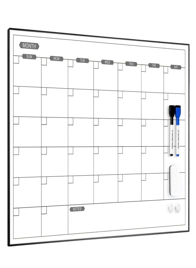 ARCOBIS Monthly Calendar Whiteboard, 24" x 18" Magnetic Dry Erase Calendar with Black Frame, Wall Hanging Planner for Home, Office, School - Image 1