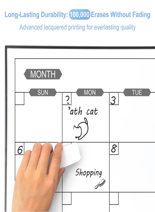 ARCOBIS Monthly Calendar Whiteboard, 24" x 18" Magnetic Dry Erase Calendar with Black Frame, Wall Hanging Planner for Home, Office, School - Image 3