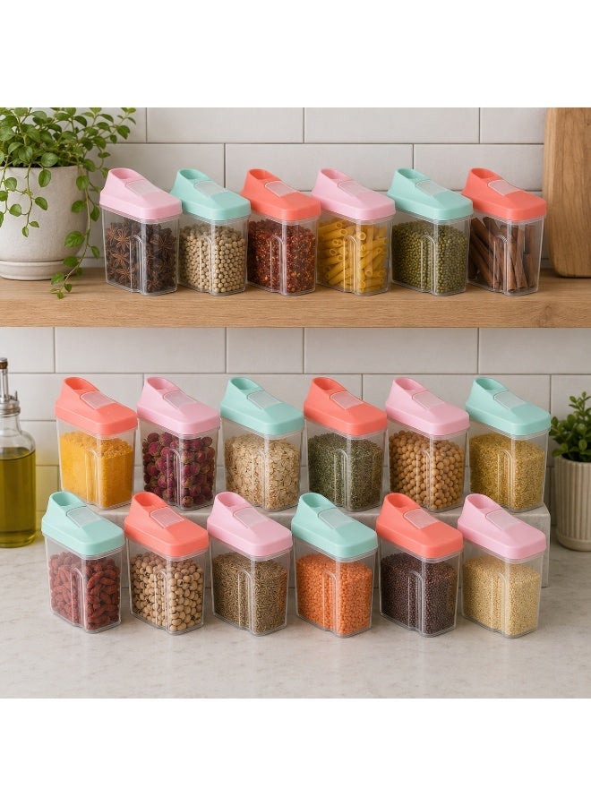 favilla 18-piece plastic spice container set with airtight lids – 250ml capacity – 8 x 5.5 x 12.5cm - Image 2