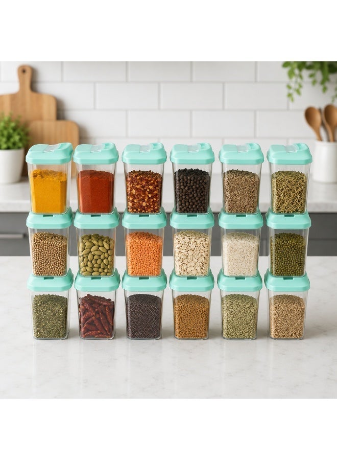 favilla 18-piece plastic spice container set with airtight lids – 250ml capacity – 8 x 5.5 x 12.5cm - Image 3