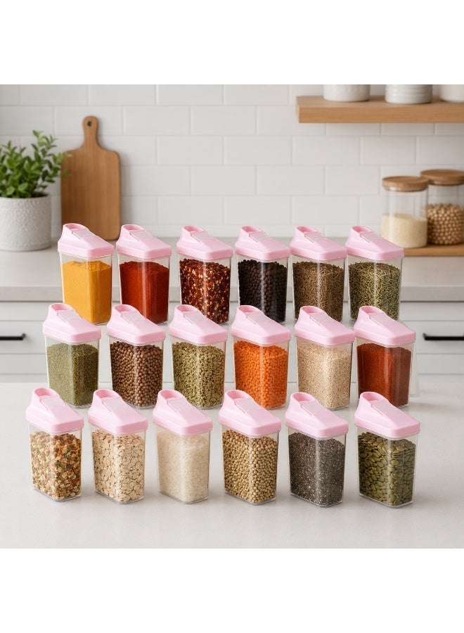 favilla 18-piece plastic spice container set with airtight lids – 250ml capacity – 8 x 5.5 x 12.5cm - Image 4