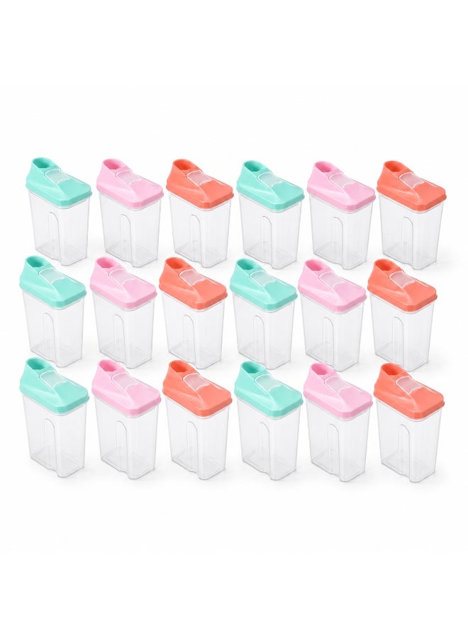 favilla 18-piece plastic spice container set with airtight lids – 250ml capacity – 8 x 5.5 x 12.5cm - Image 1